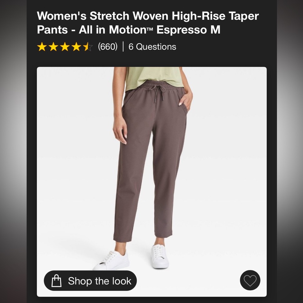 All In Motion Tapered High Rise Stretch Woven Pants